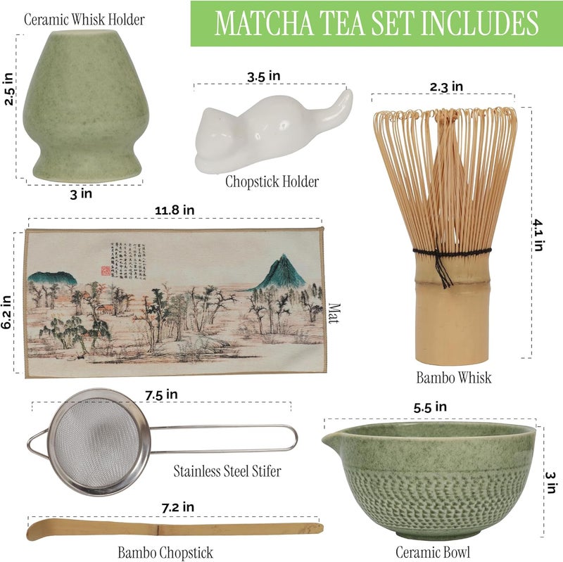 EDOVEN Matcha Whisk Set, 8-Piece Japanese Matcha Set - Ceremony Matcha Set with Matcha Sifter, Matcha Bowl, Whisk Holder, Matcha Whisk, Scoop & Magnetic Gift Box for Matcha Lovers - Matcha Kit - Image 3